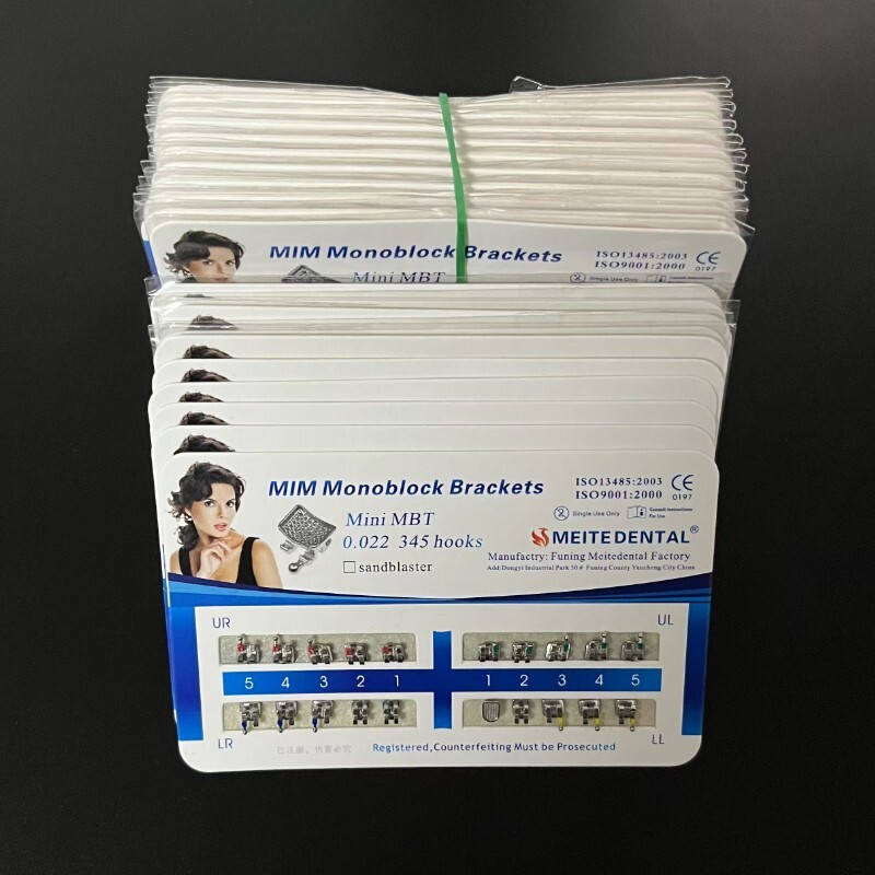 Dental Orthodontic Metal Bracket MIM Monoblock Mini MBT 022 345 Hooks Mesh Base