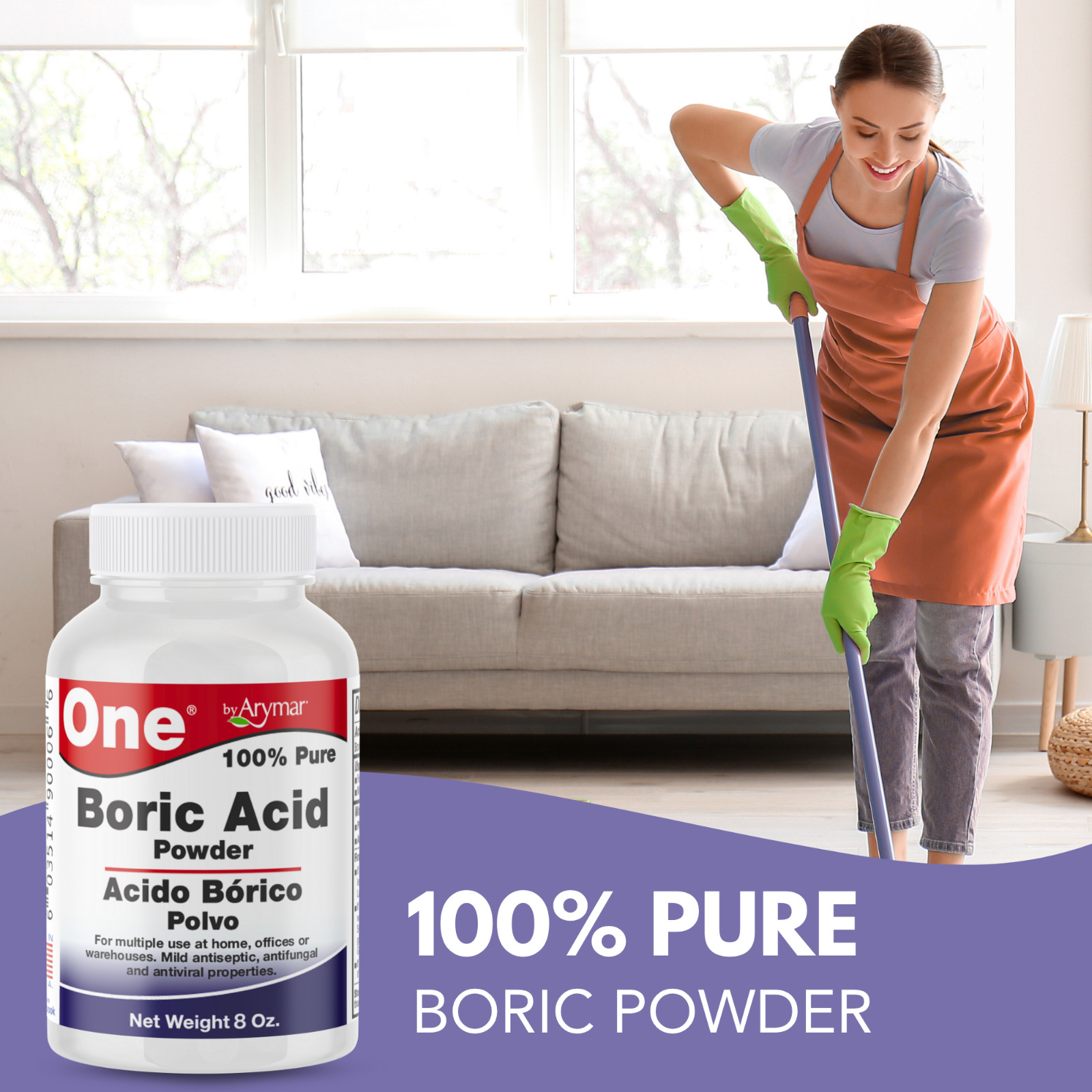 Arymar Multi-Use Boric Powder – Eco-Friendly Cleaning Solution, 8oz