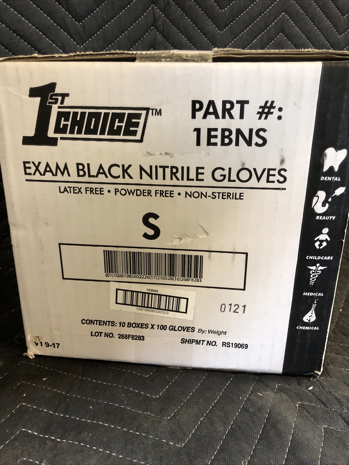 1000ct Case 1st Choice Nitrile Gloves Black 3 Mil Exam Powder Free Non Latex Sm