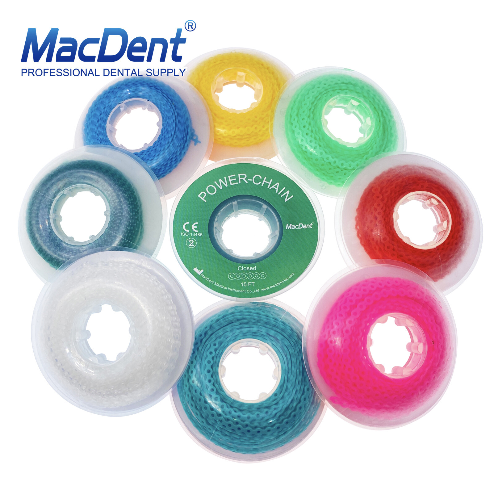 Dental Orthodontic Elastic Rubber Power Chain Braces Bands Short/Long/Close
