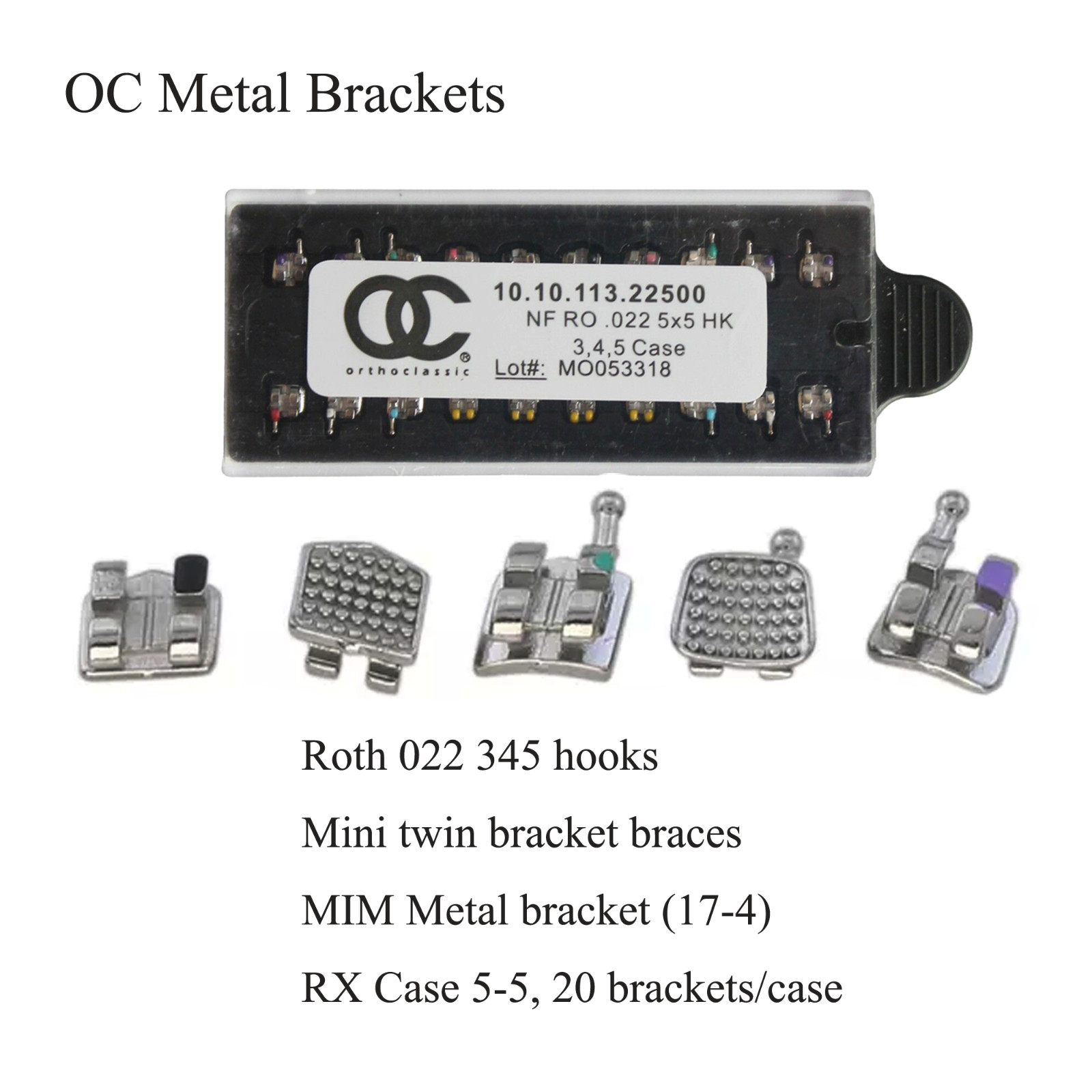 Dental Orthodontic Mini Brackets Metal Braces MIM ROTH MBT 018 022 345 Hooks