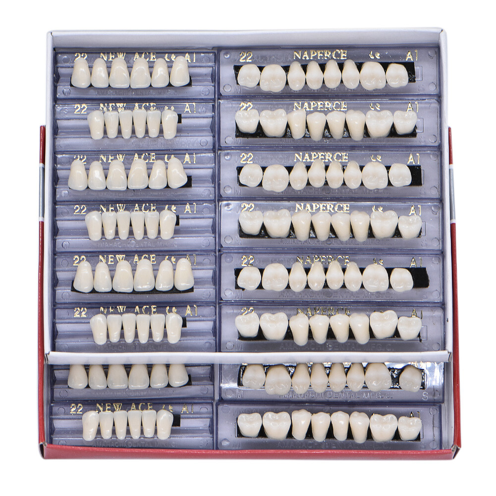 1-6 Box Dental Acrylic Resin Denture 22# A1 Full Set Teeth Upper Lower Shade HOT