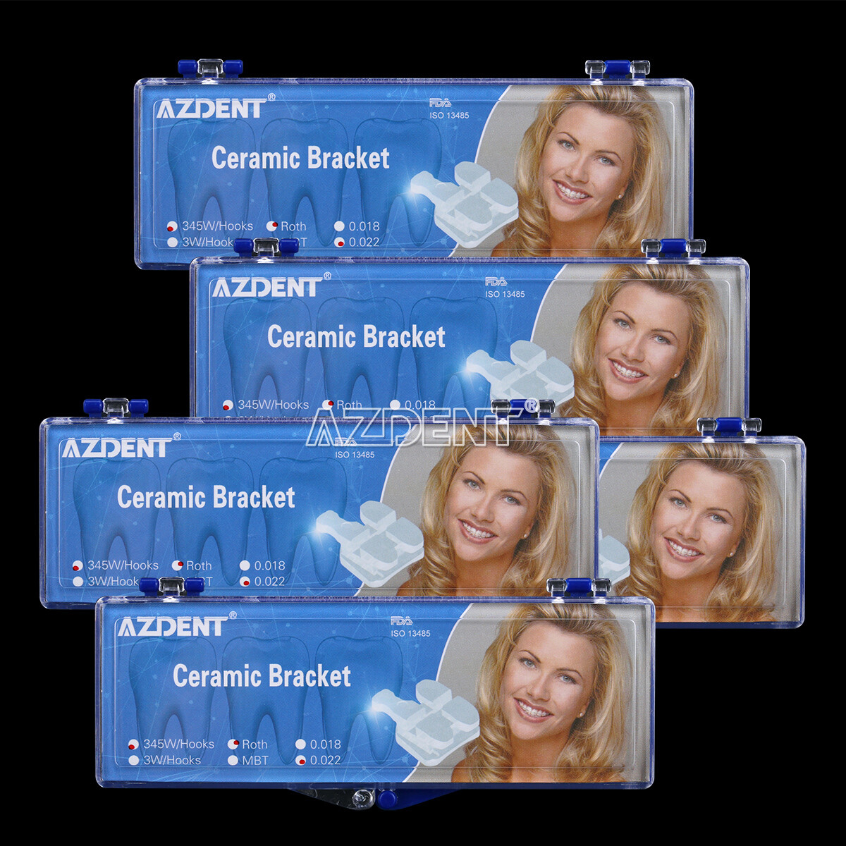 UPS AZDENT Dental Orthodontic Ceramic Brackets Braces Roth 0.022 3-4-5 Hooks