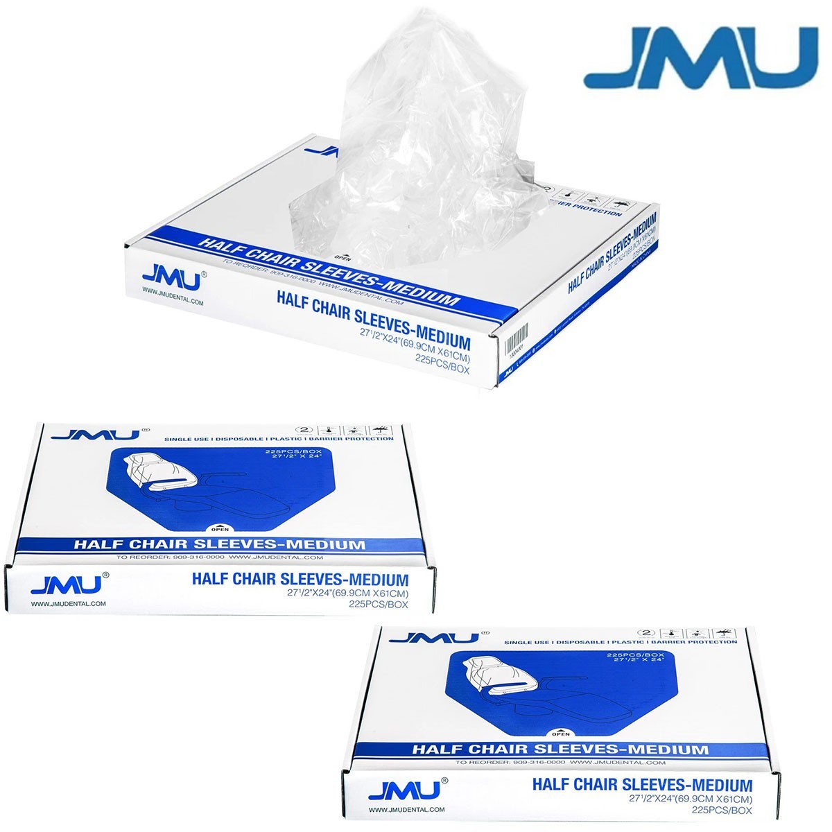 3Boxes Dental Half Chair Cover Clear Plastic Sleeves Medium Size 27.5″ x 24″
