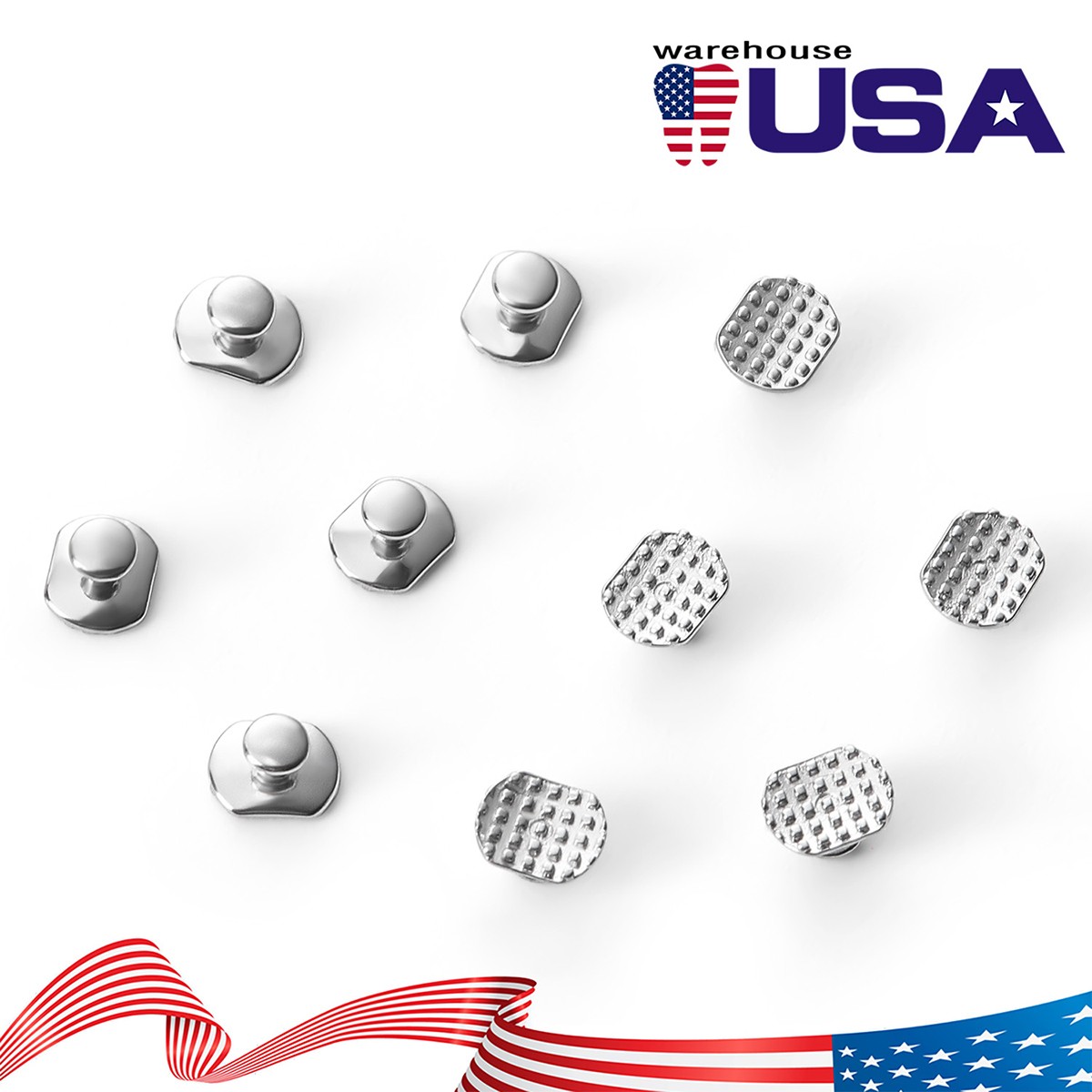 10pcs Dental Ortho ortodoncia Bondable Lingual Button monobloque Rectangular