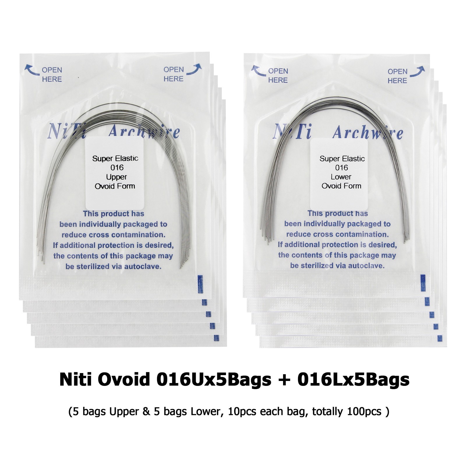 Orthodontic Arch Wire Niti Stainless Steel Round Rectangular Ovoid Natural Form