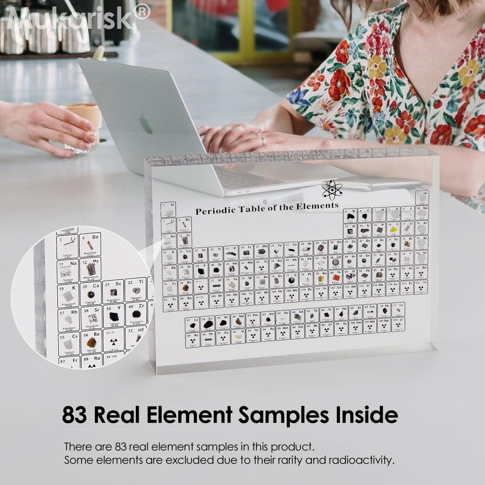 Large Periodic Table with Real Elements Inside, 8 Inch Acrylic Periodic Table…