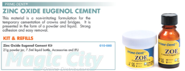 Prime-Dent Dental Zinc Oxide Eugenol ZOE Reinforced Cement #010-080