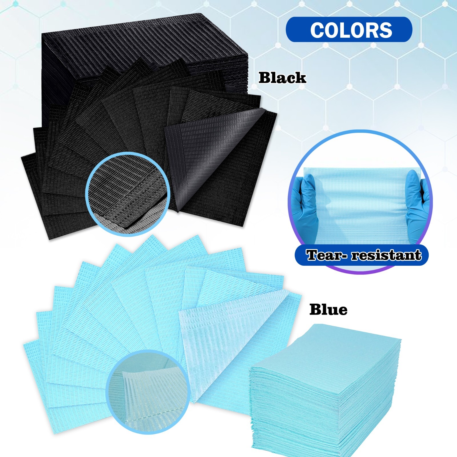 Disposable Dental Bib 13″x 18″ – 3 Ply Waterproof Tattoo Bib Sheet for Patients