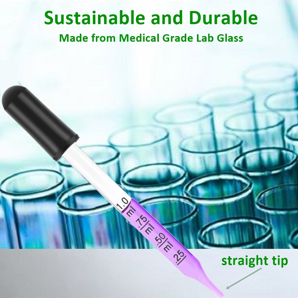 Pack of 6 Medicine Art Essential Oils Eye Dropper Graduated 4″ Straight Tip 1ml