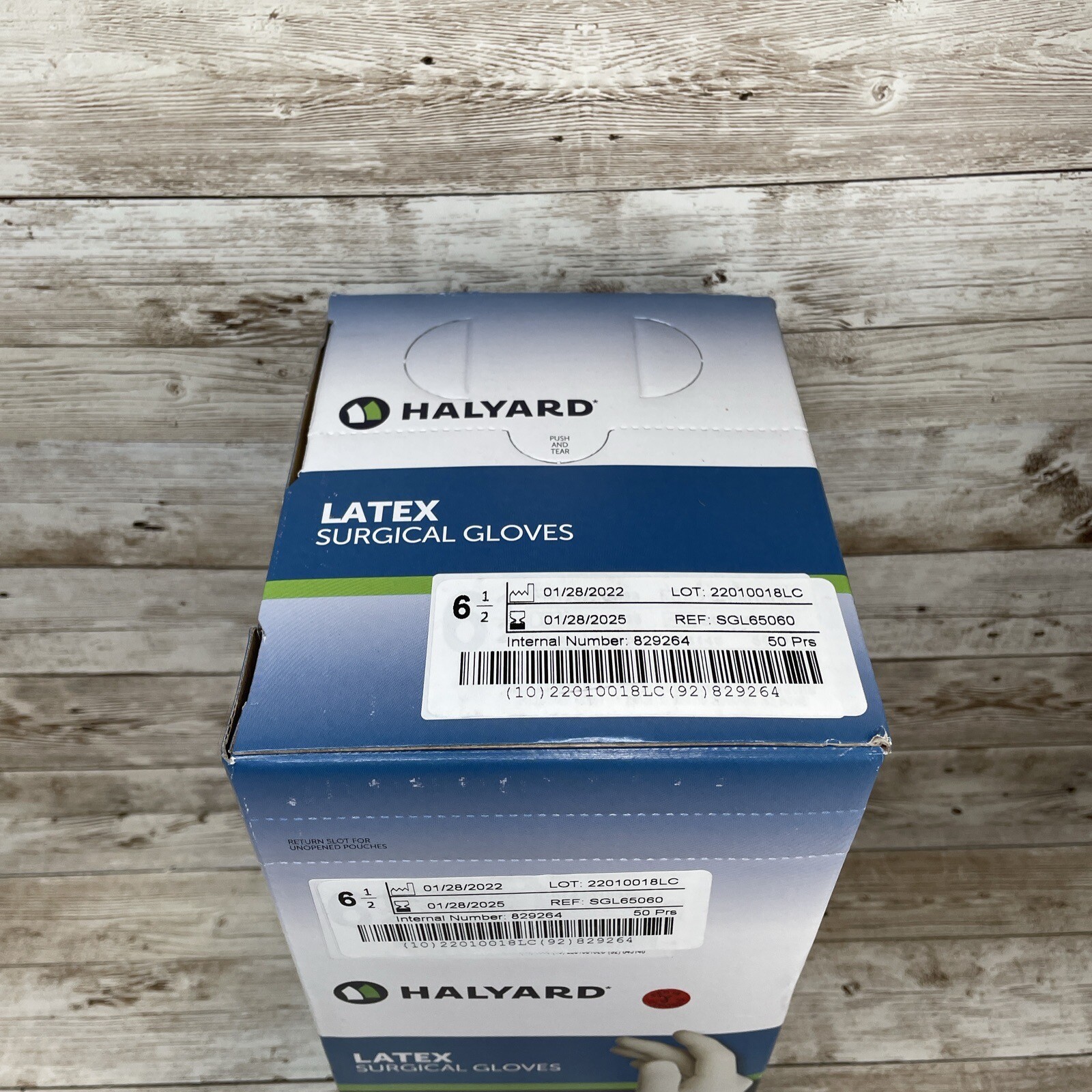 HALYARD LATEX Surgical Gloves, Size: 6.5 *1 Box 50 pair* SGL65060 *See Date*-
