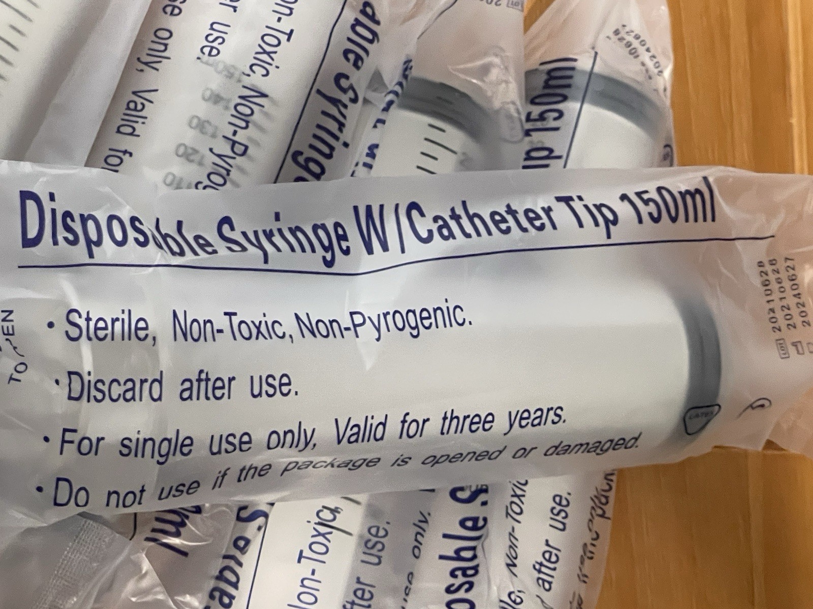 Lot of 6 Disposable Syringes w/ Catheter Tip 150ml