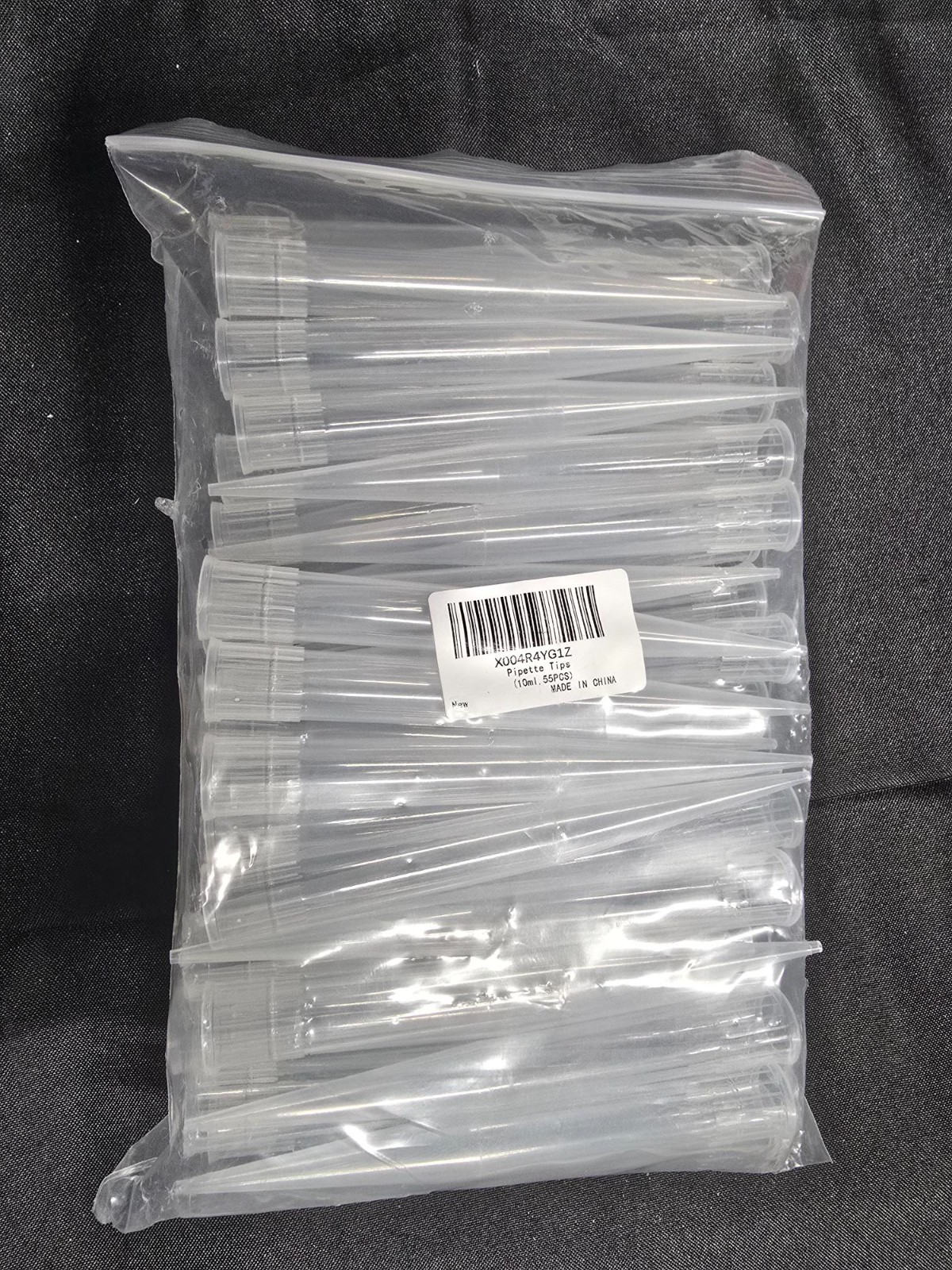 50 1-10 ml pipette tips for adjustable volume pipette. New in bag.