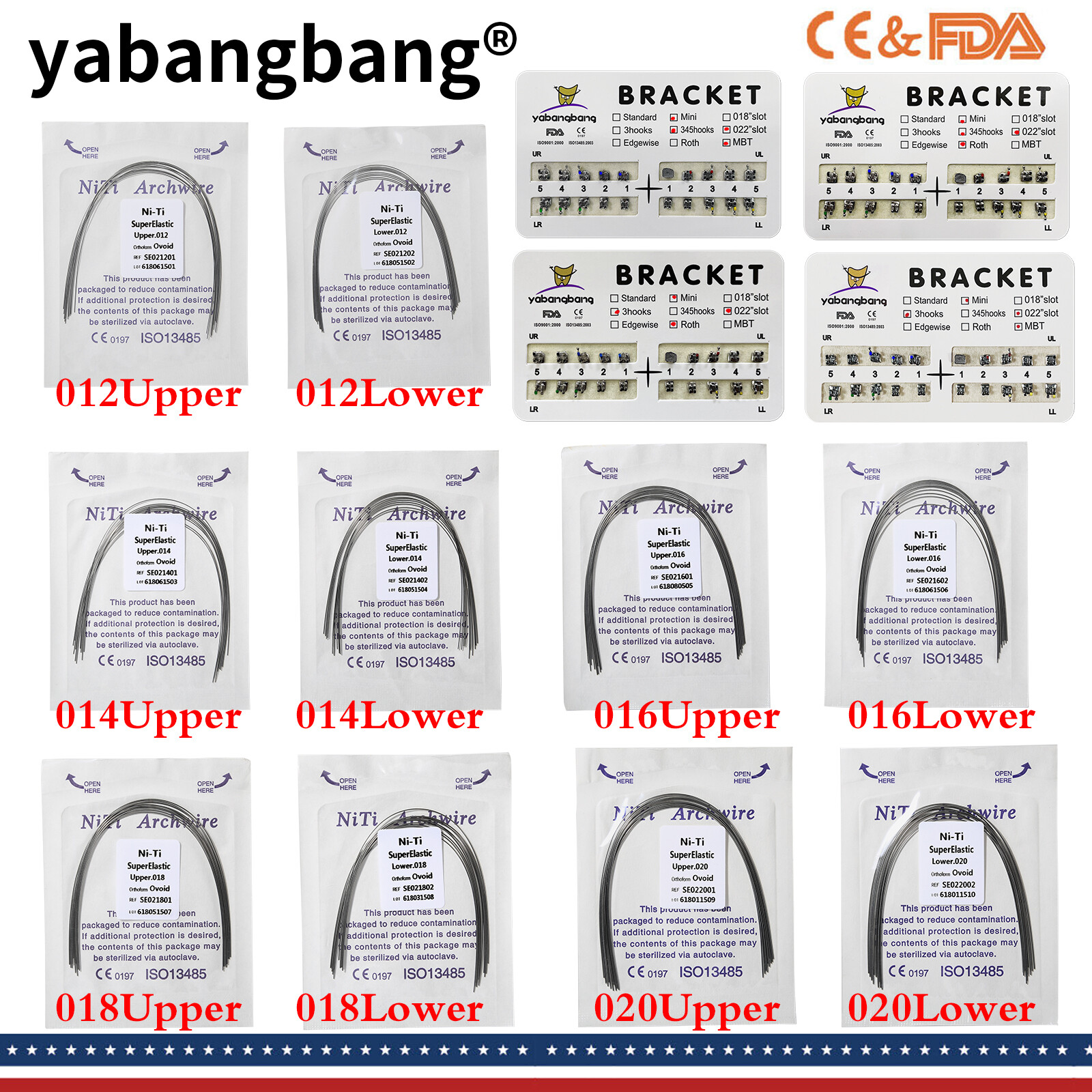 Orthodontic Dental Arch Wire Niti Round Upper/Lower / Brackets Braces MBT/Roth