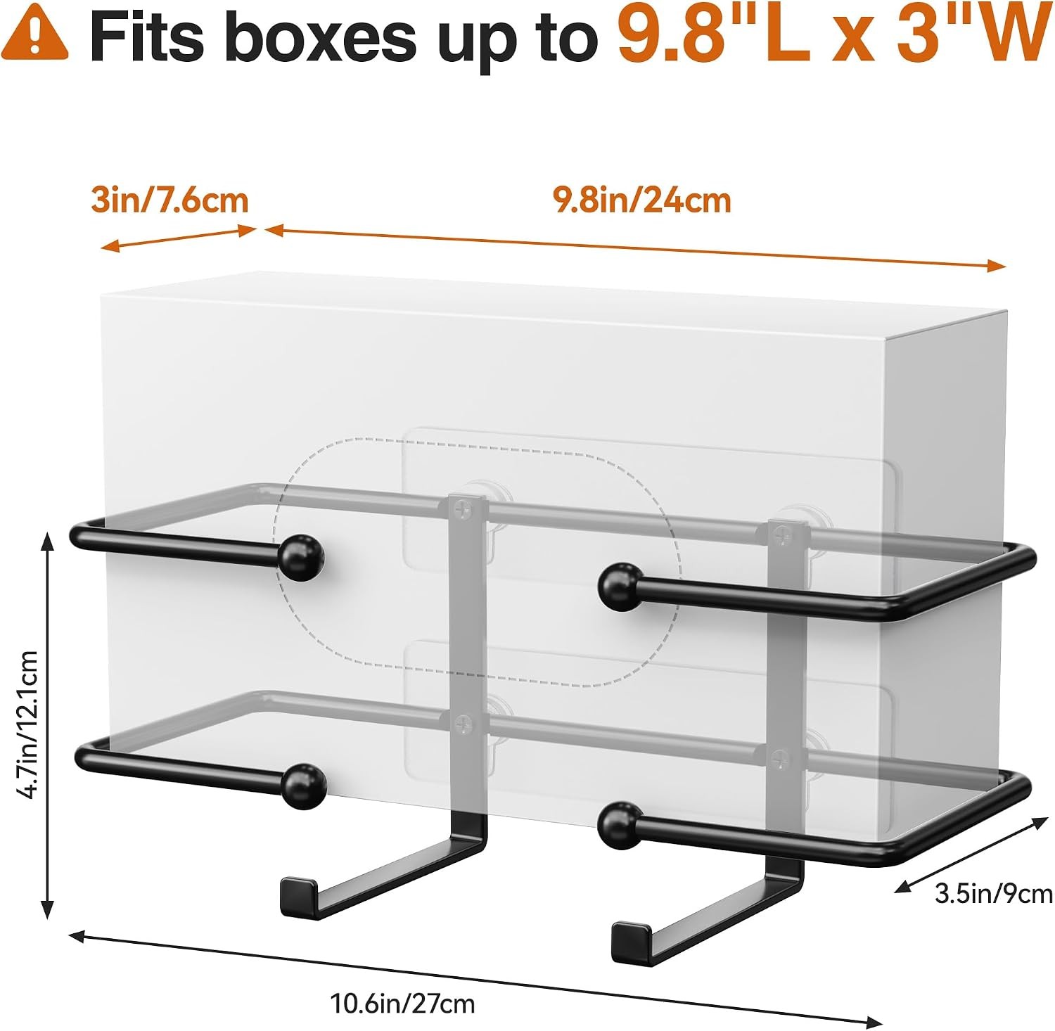 Adhesive Glove Box Holder Wall Mount, Metal Disposable Gloves Dispenser for