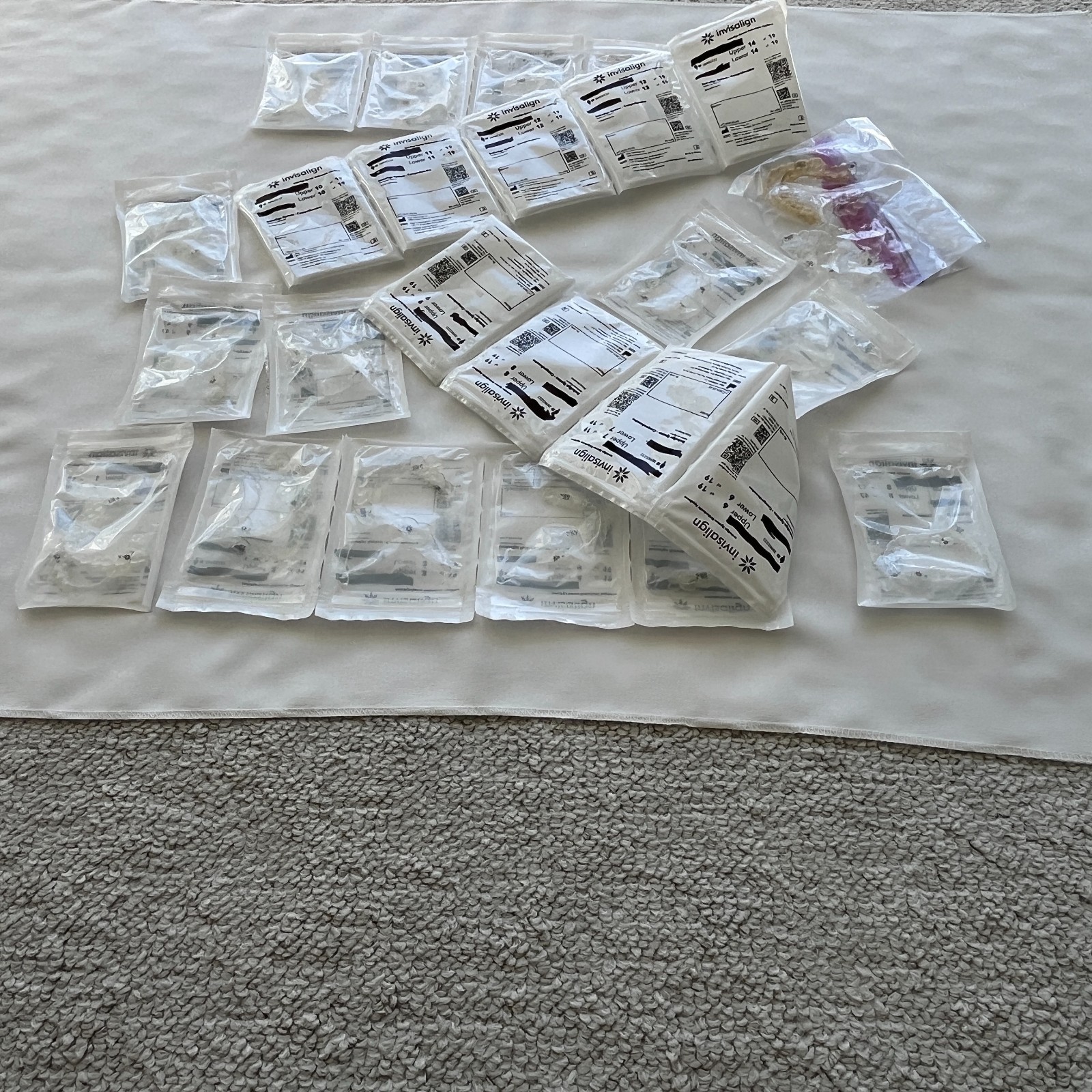 Invisalign aligner trays LOT (28 upper/lower sets) — PROP ONLY, not for use