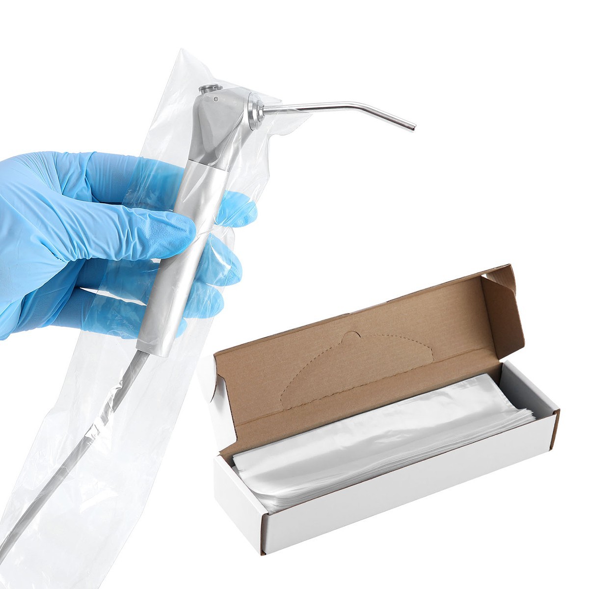 Dental 3 Way Air Water Syringe Handpiece HVE/SE Sleeves Cover 2.5”X10” Clear