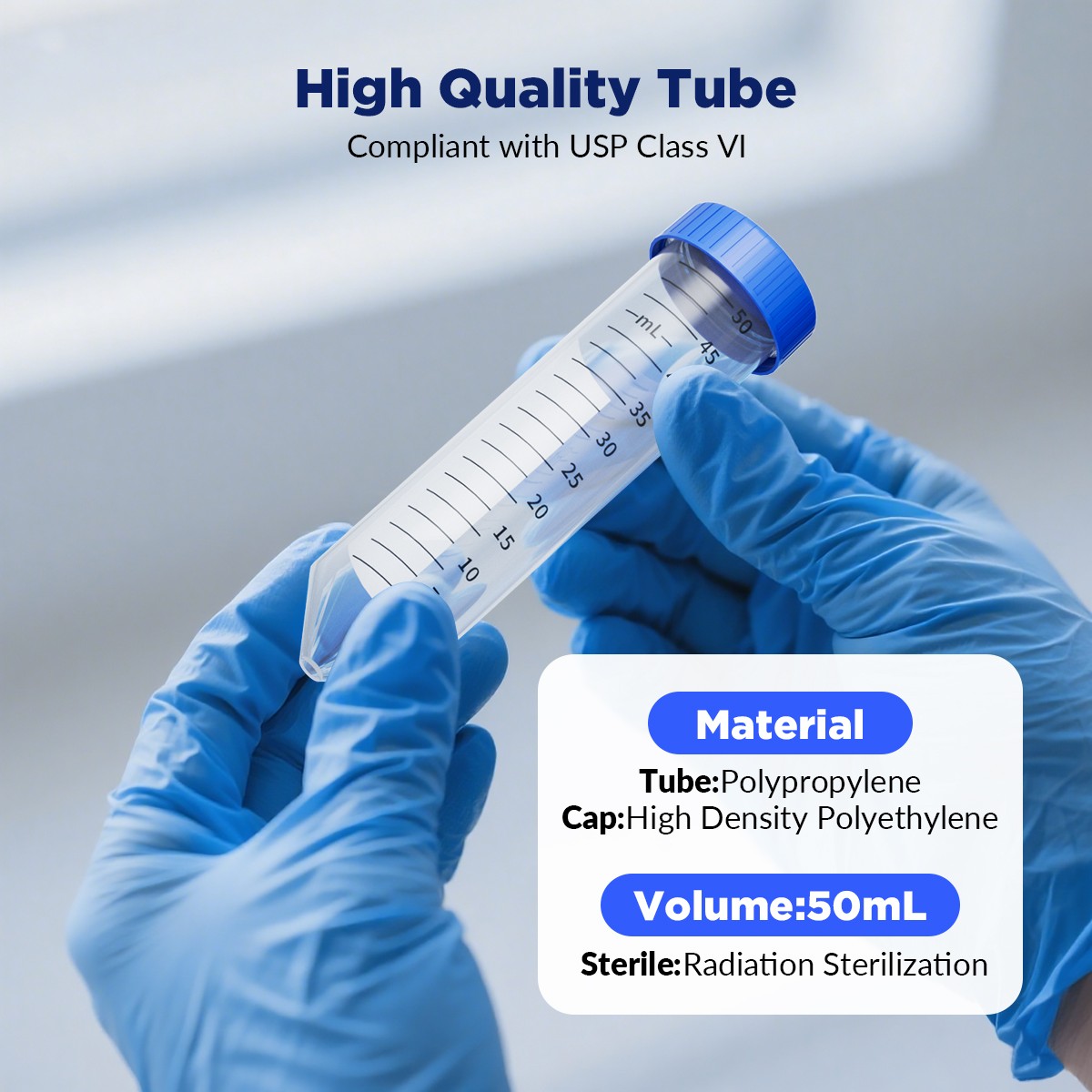 Conical Centrifuge Tubes 100 Clear Plastic Black Line Mark Screw Caps Leak Proof