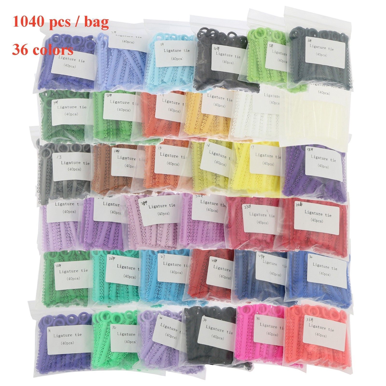 1 Pack 1040 Ring Dental Orthodontics Elastic Ligature Ties Bands Brace 37 Color