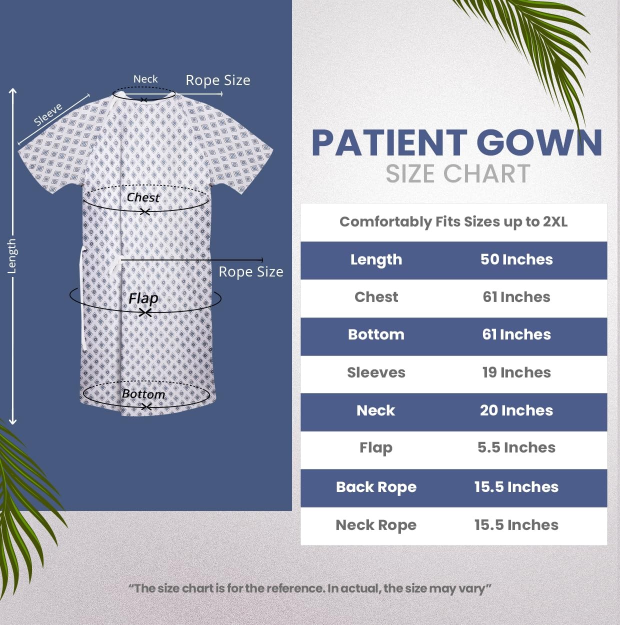 Unisex Hospital Gowns 6 Pack with Back Tie Fits Men Women Size up to 2XL