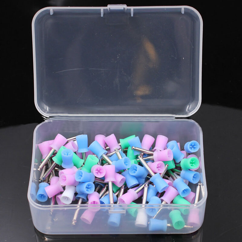 100Pcs/box Dental Oral Prophy Cup Rubber Polish Polishing Tooth Mixed-Color
