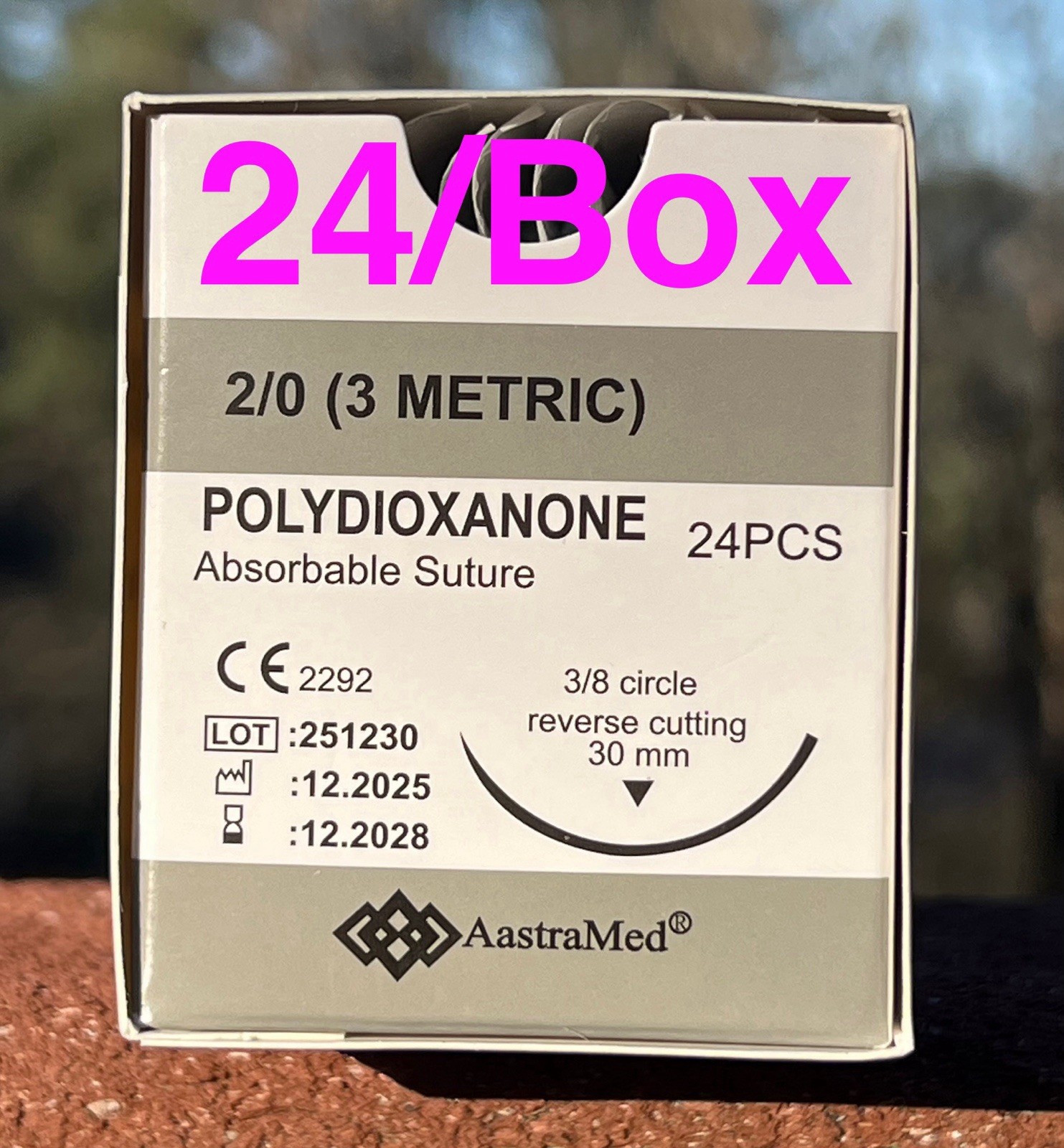 PDS PDO 2/0 Veterinary Suture 96ct Reverse Cutting, 3/8 Circ Surgical Dental
