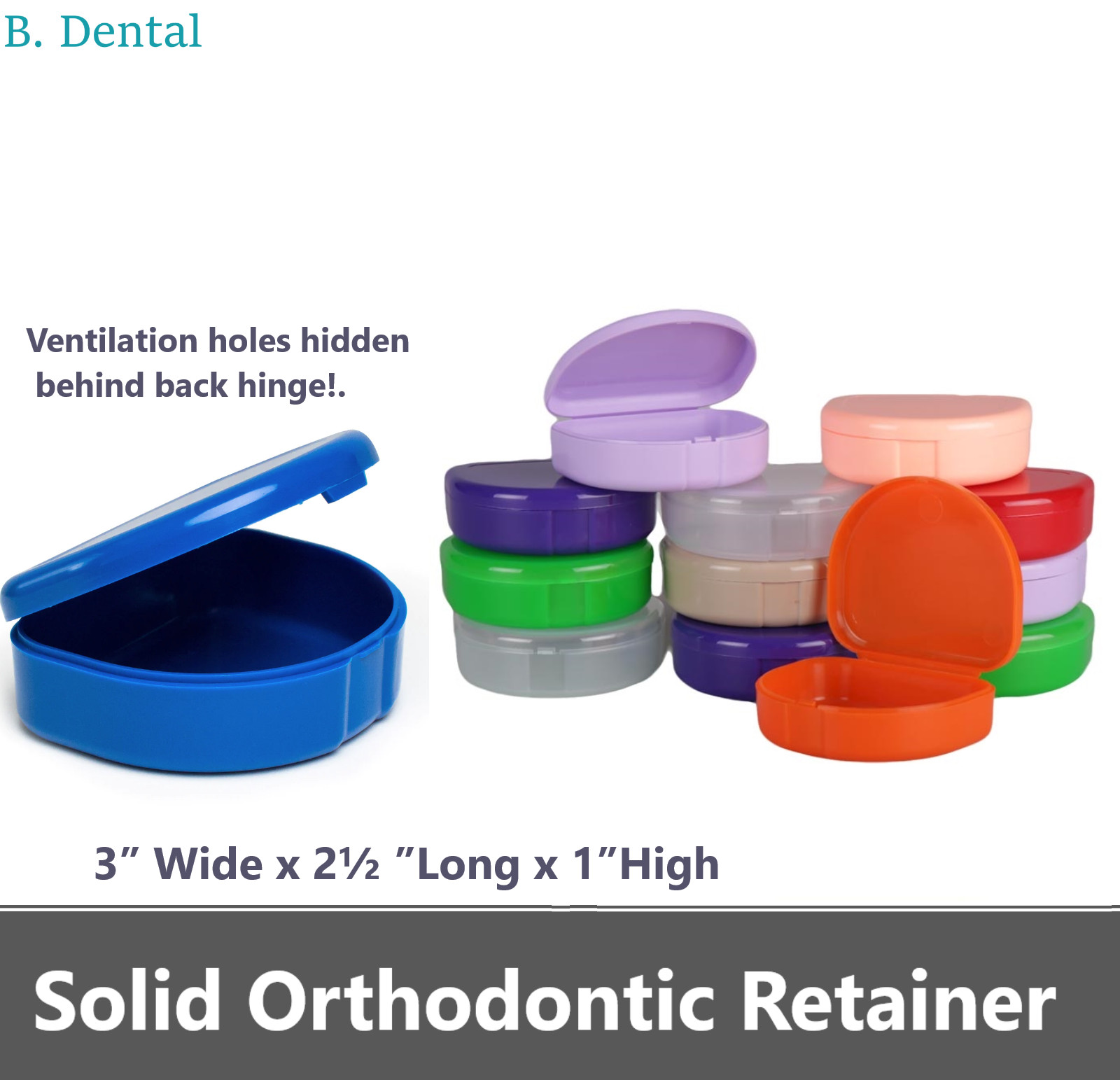 2 Sealed Assorted Dental Retainer Boxes Denture Case, Mouthguard Containers Box