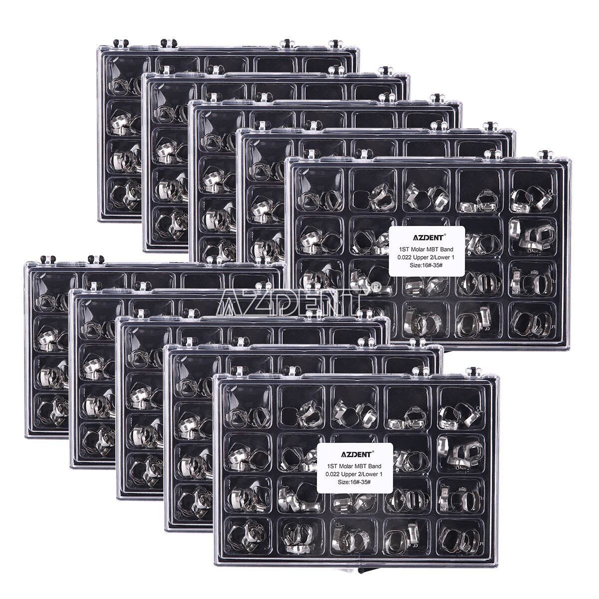 80Pcs AZDENT Dental Orthodontic Bands Buccal Tube 1st Molar MBT.022 U2L1 16#-35#