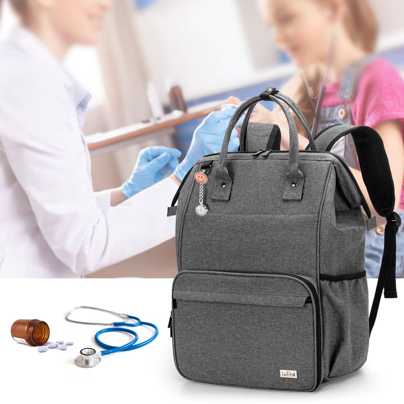Lodrid Nurse Bag Heavy Duty Nurse Work Backpack For Men Nurse Storage Backpack