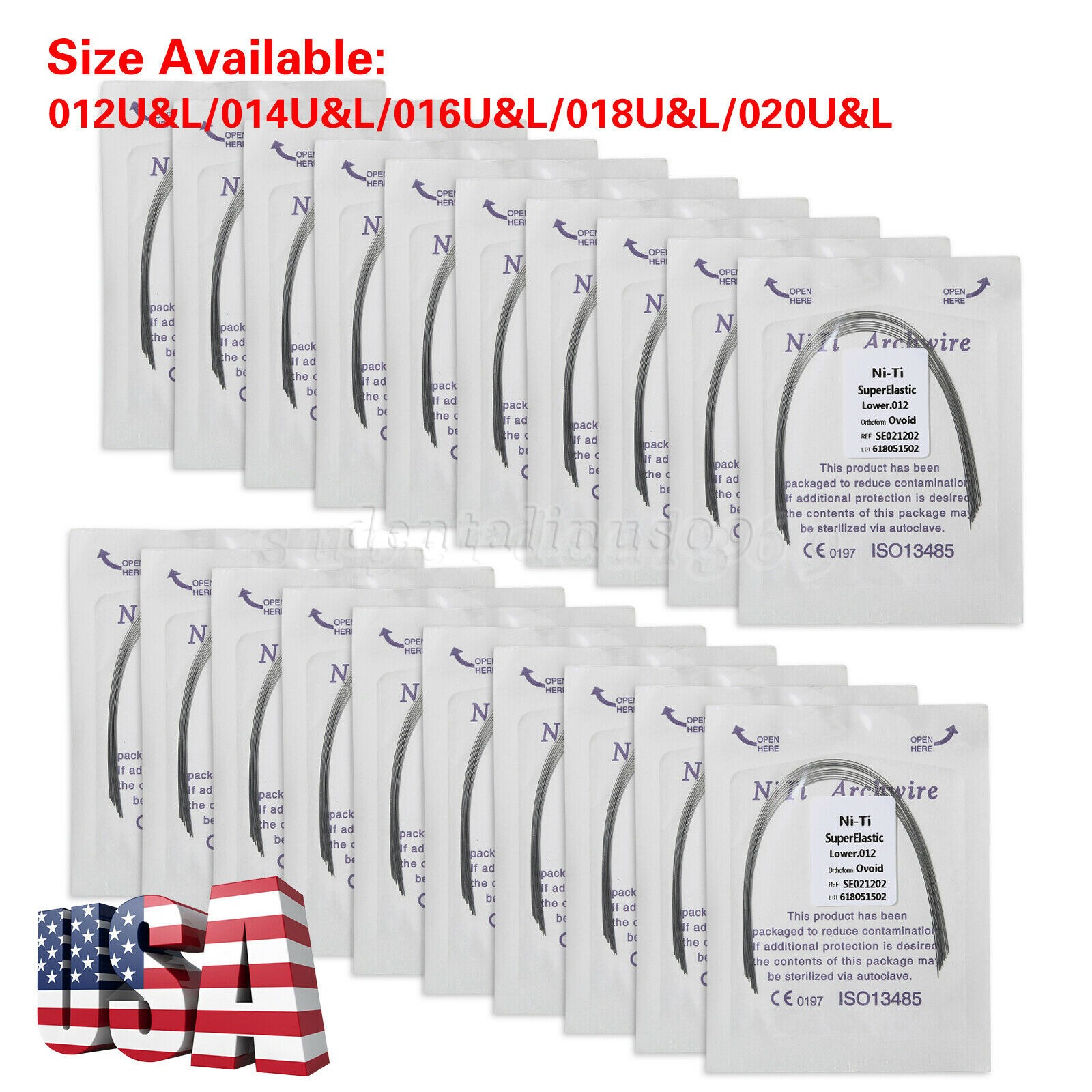 USA Dental Ortho Super Elastic Niti Round Arch Wire Ovoid 012-020upper/lower DL