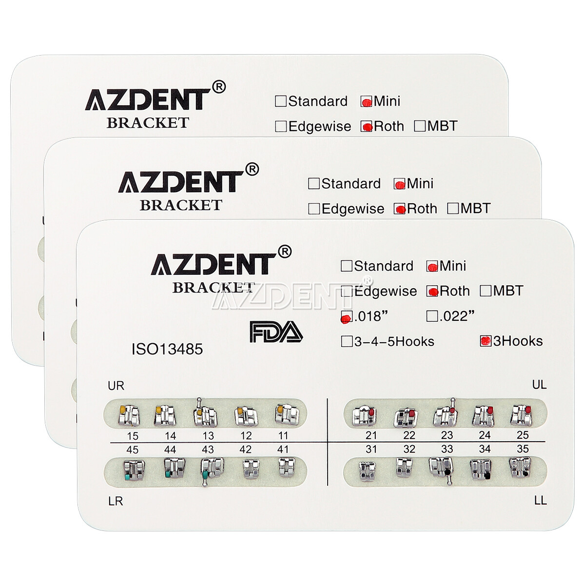 50Set AZDENT Dental Orthodontic Brackets Mini Standard Roth MBT 022 018