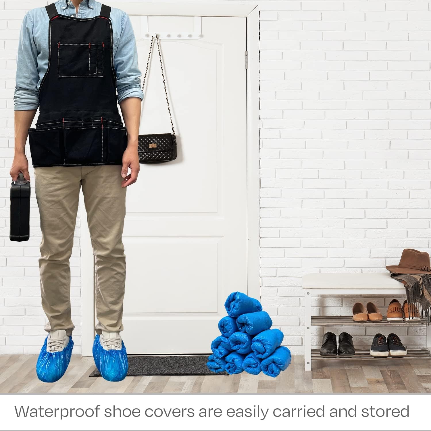 100 Pack Blue Extra Large Disposable Boot & Shoe Covers Indoor Waterproof Shoe