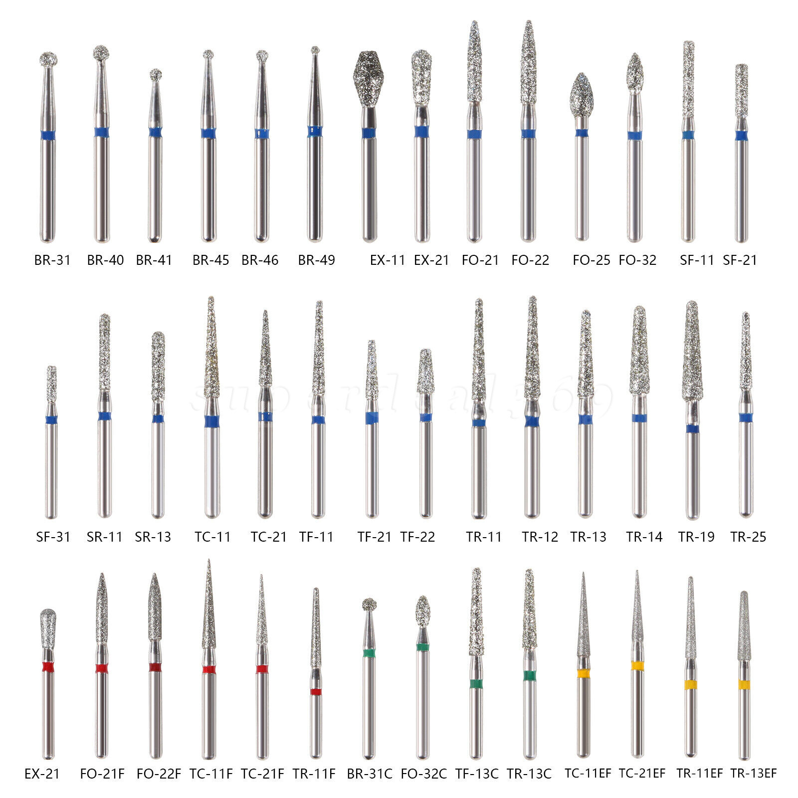 42type Dental DIAMOND BURS FG Burs 1.6mm for High Speed Handpiece 5pcs/pack fg
