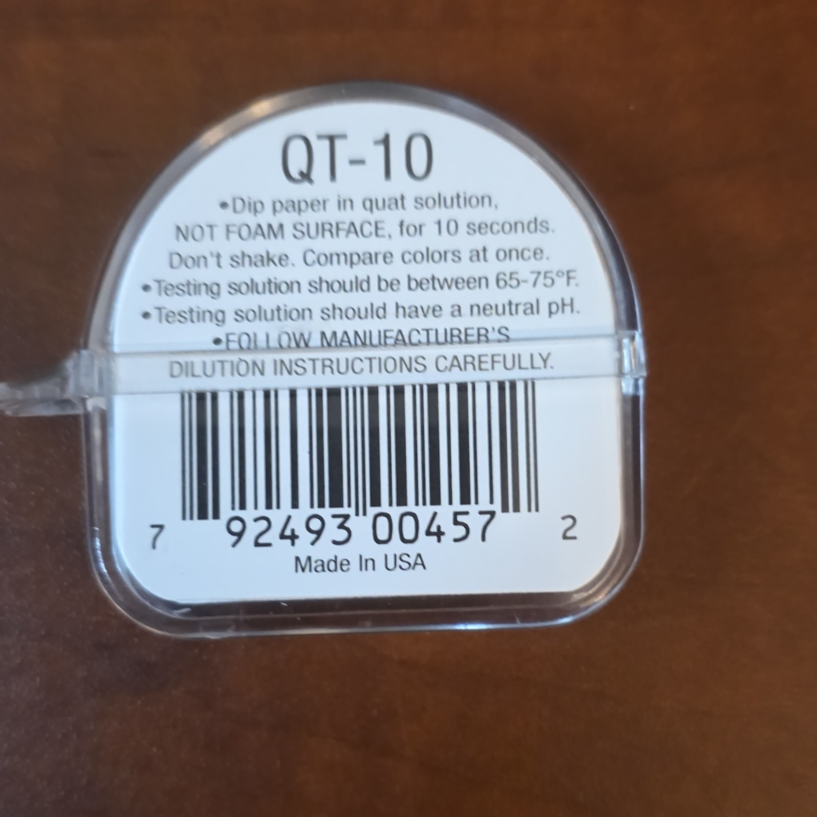 Hydrion QT-10 Quat Test Strips Dispenser 0-400 ppm Exp Apr 1 2027