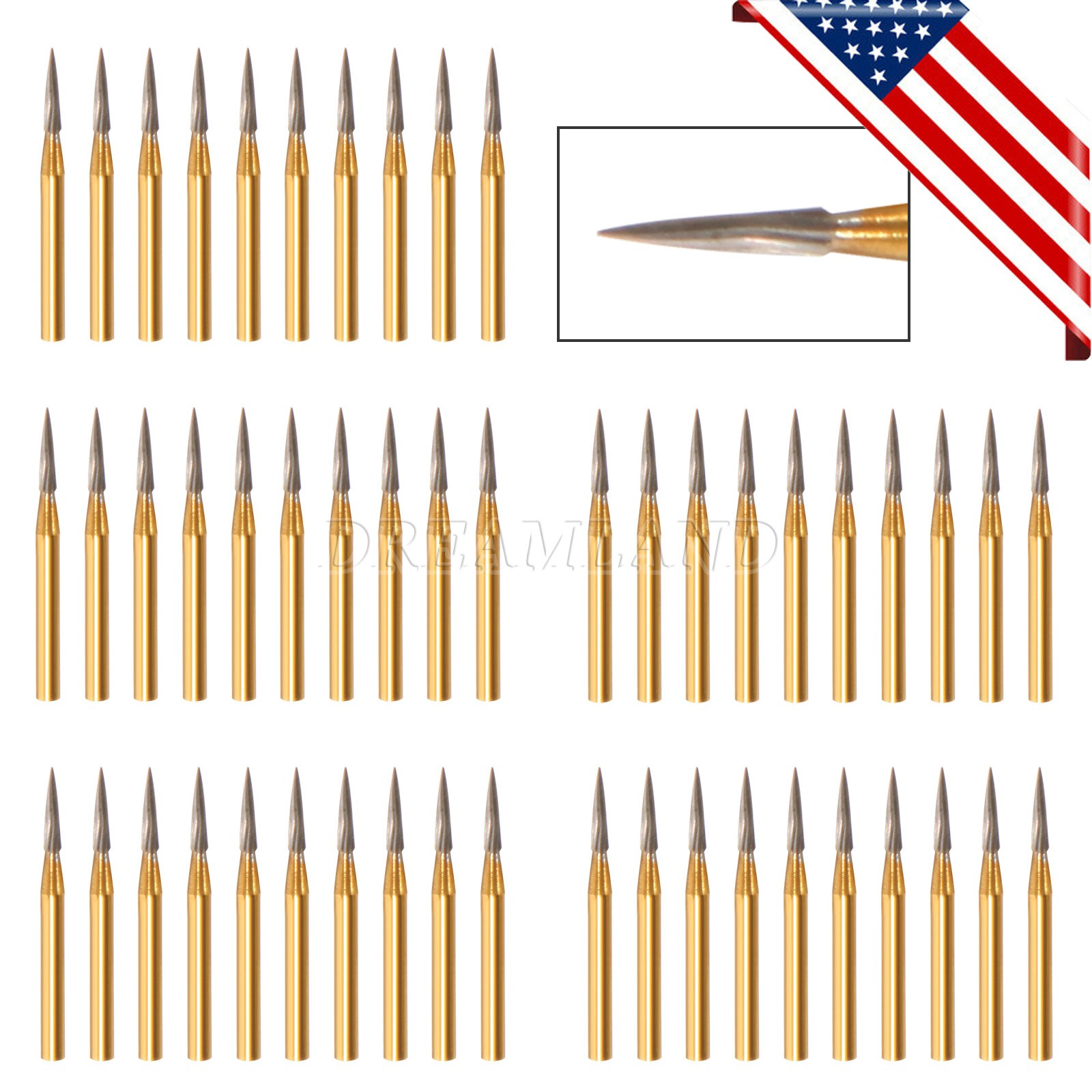 TRIMMING & FINISH DENTAL CARBIDE BURS 12 BLADES TF 7901 NEEDLE SANDENT
