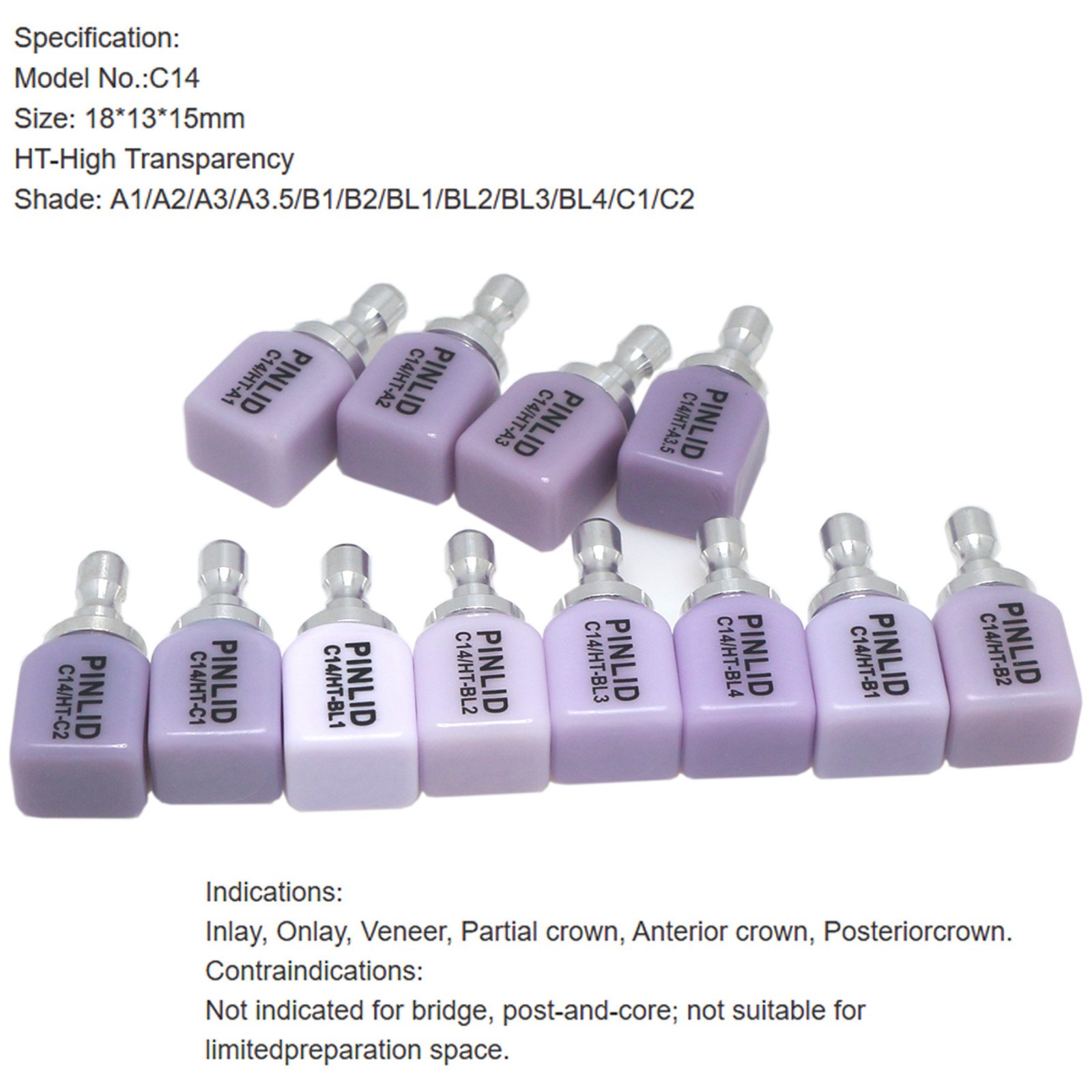 US C14 HT/LT Dental Lithium Disilicate Ceramic IPS e.max CAD CEREC Blocks InLab