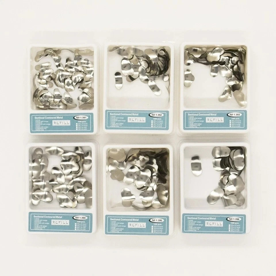 100 Pcs Dental Sectional Contoured Metal Matrices Refill Matrix Band 35um TOR VM