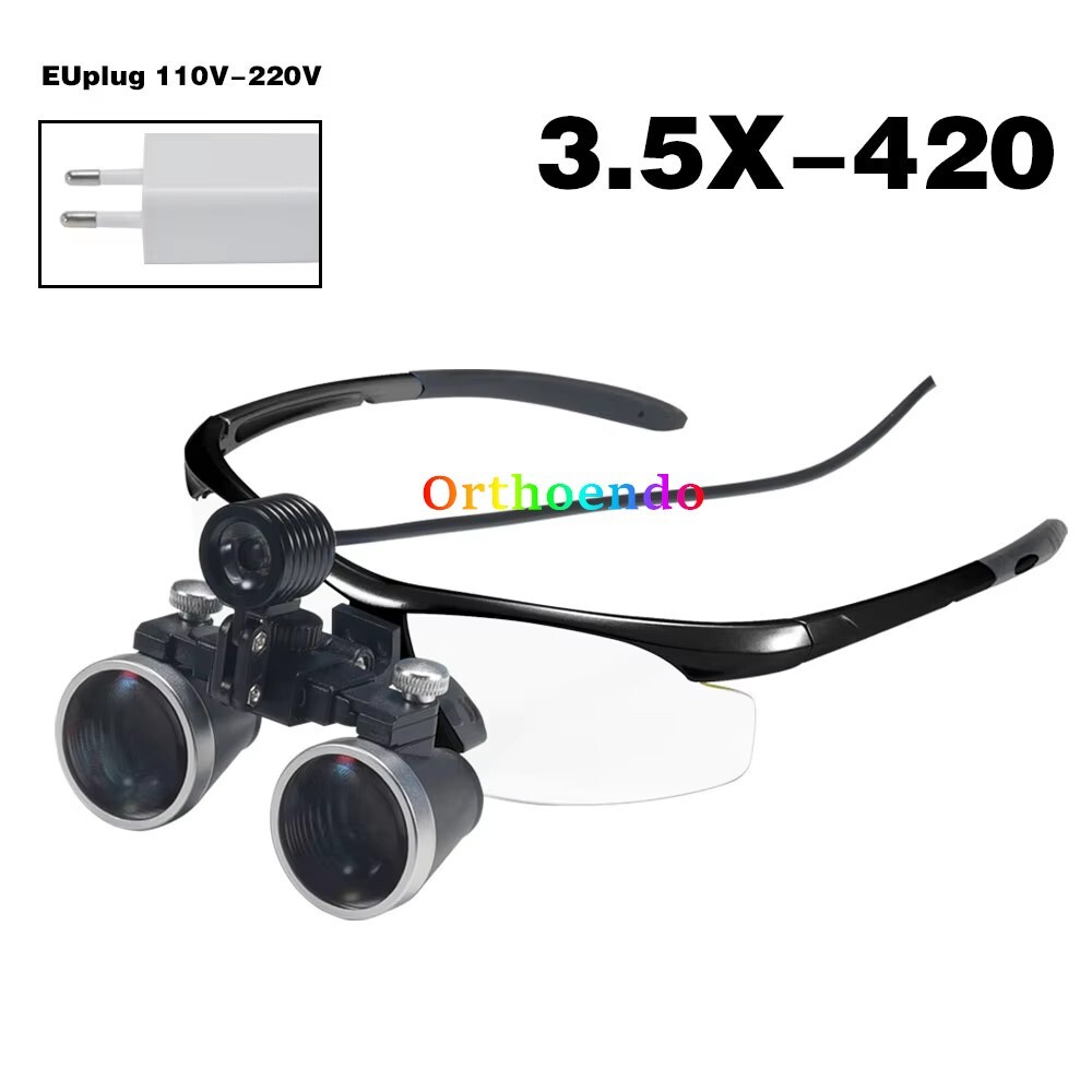 3.5X Dental Surgical LED Loupe Headlight Medical Binoculars Magnifier US/EU Plug