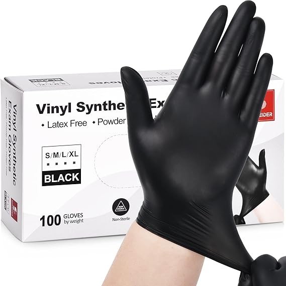 Schneider Vinyl Synthetic Exam Gloves 100 Gloves Medium Black VSFK3102