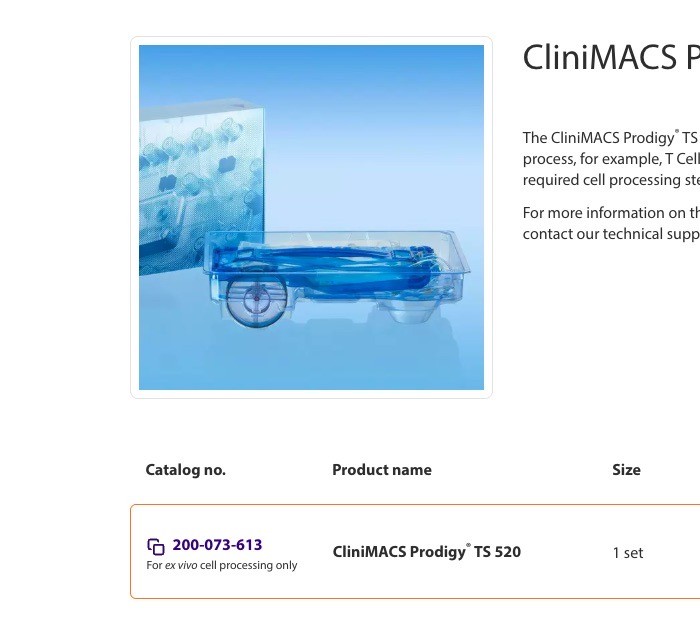 MILTENYI BIOTEC CliniMACS Prodigy TS520 Single-Use Tubing Set 200-073-613
