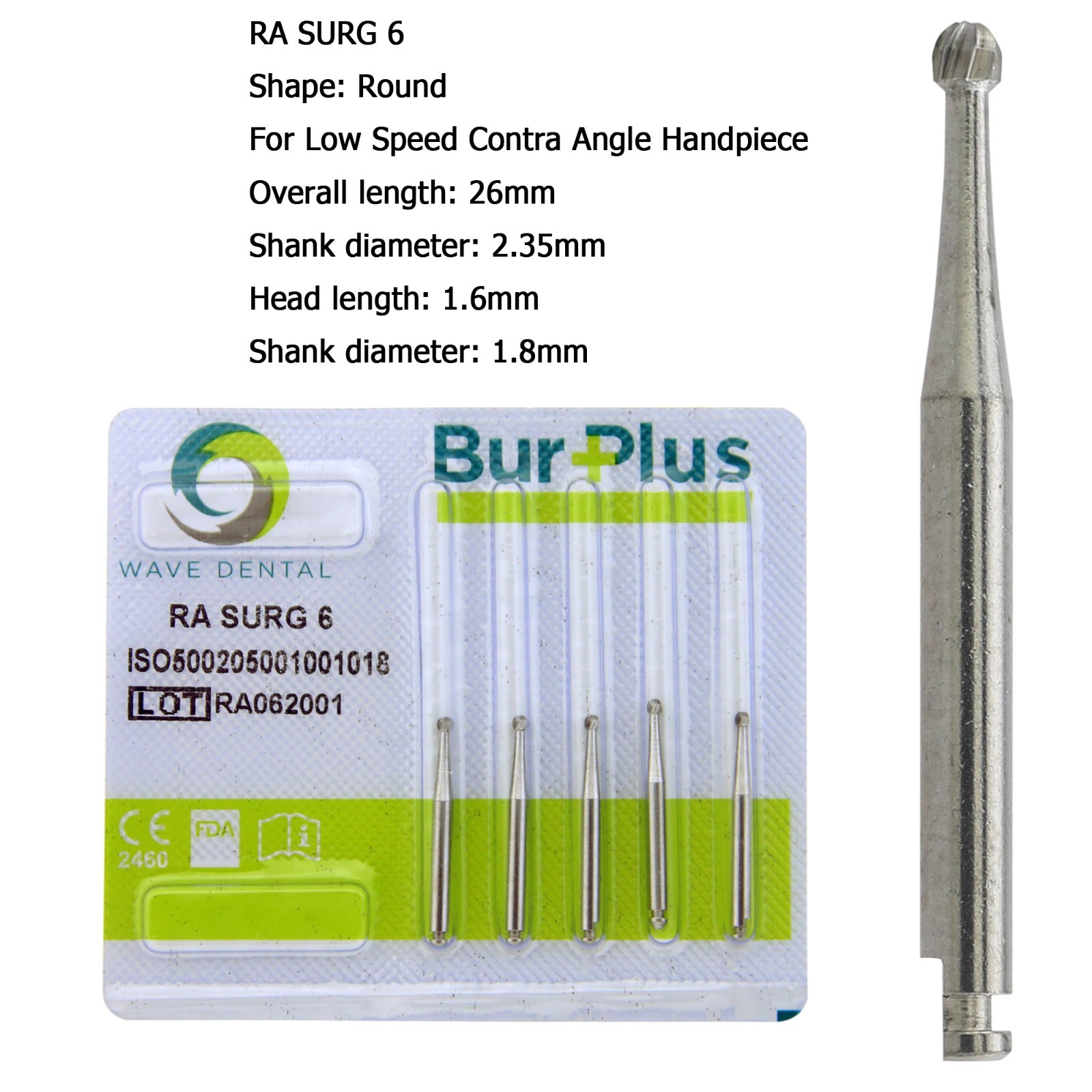 Wave Dental Carbide Round Latch Burs Surgical Burs RA Slow Speed Long 26mm 22mm