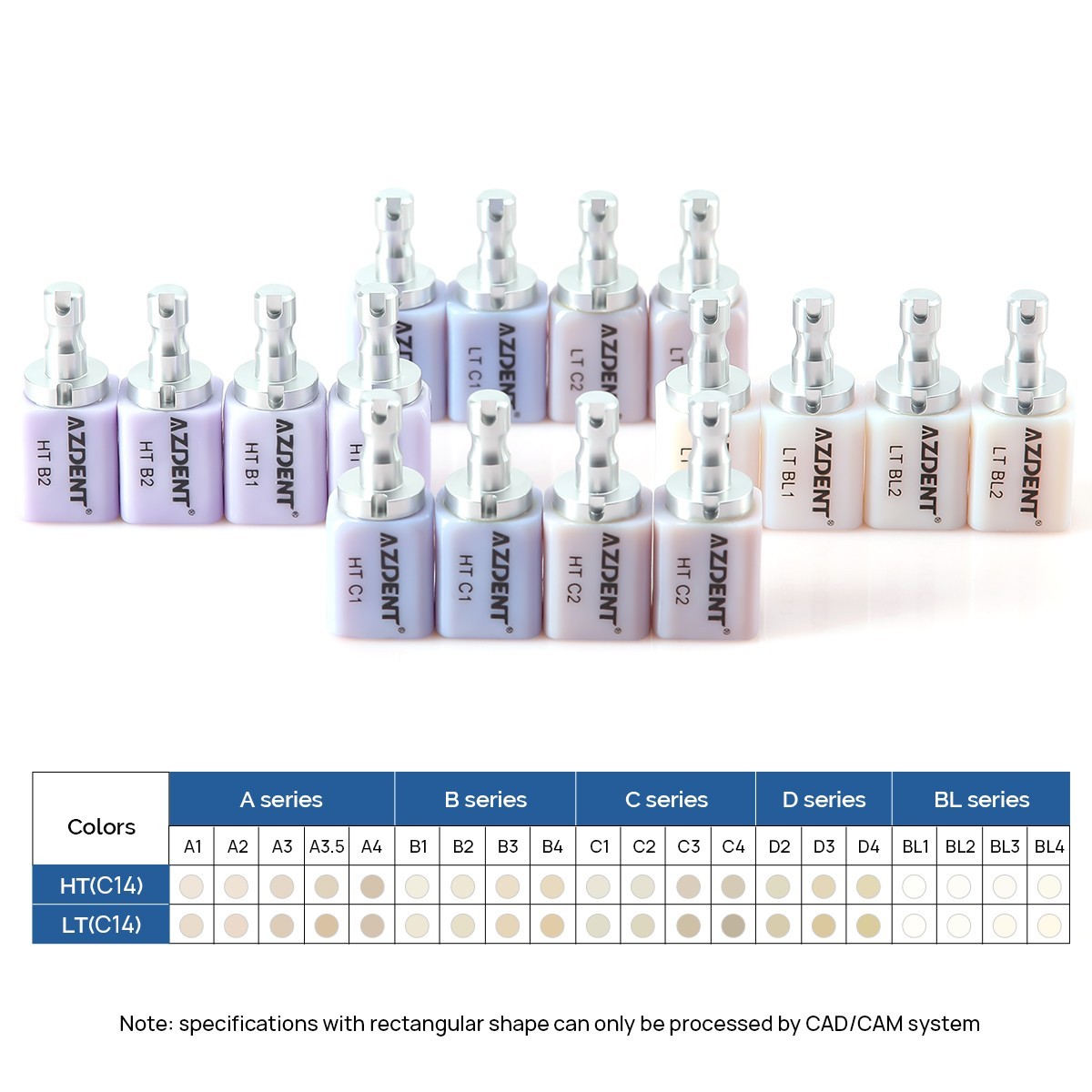 5PCS C14 Dental Emax Glass Ceramic Blocks Lithium Disilicate CAD/CAM CEREC Block