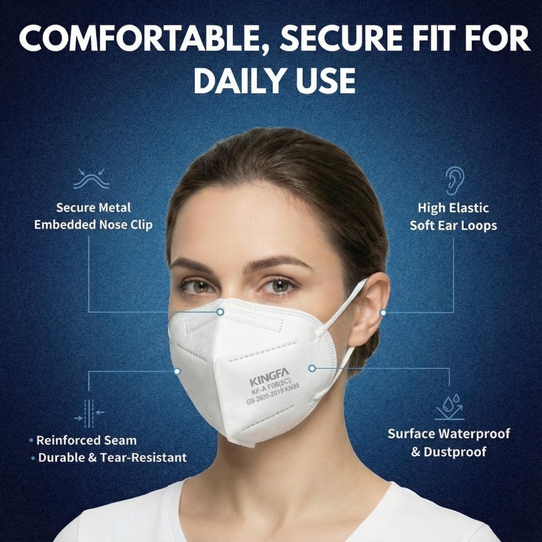 KN95 Face Masks 50 Pack GB2626-2019 Certified 5-Layer Filtration Disposable