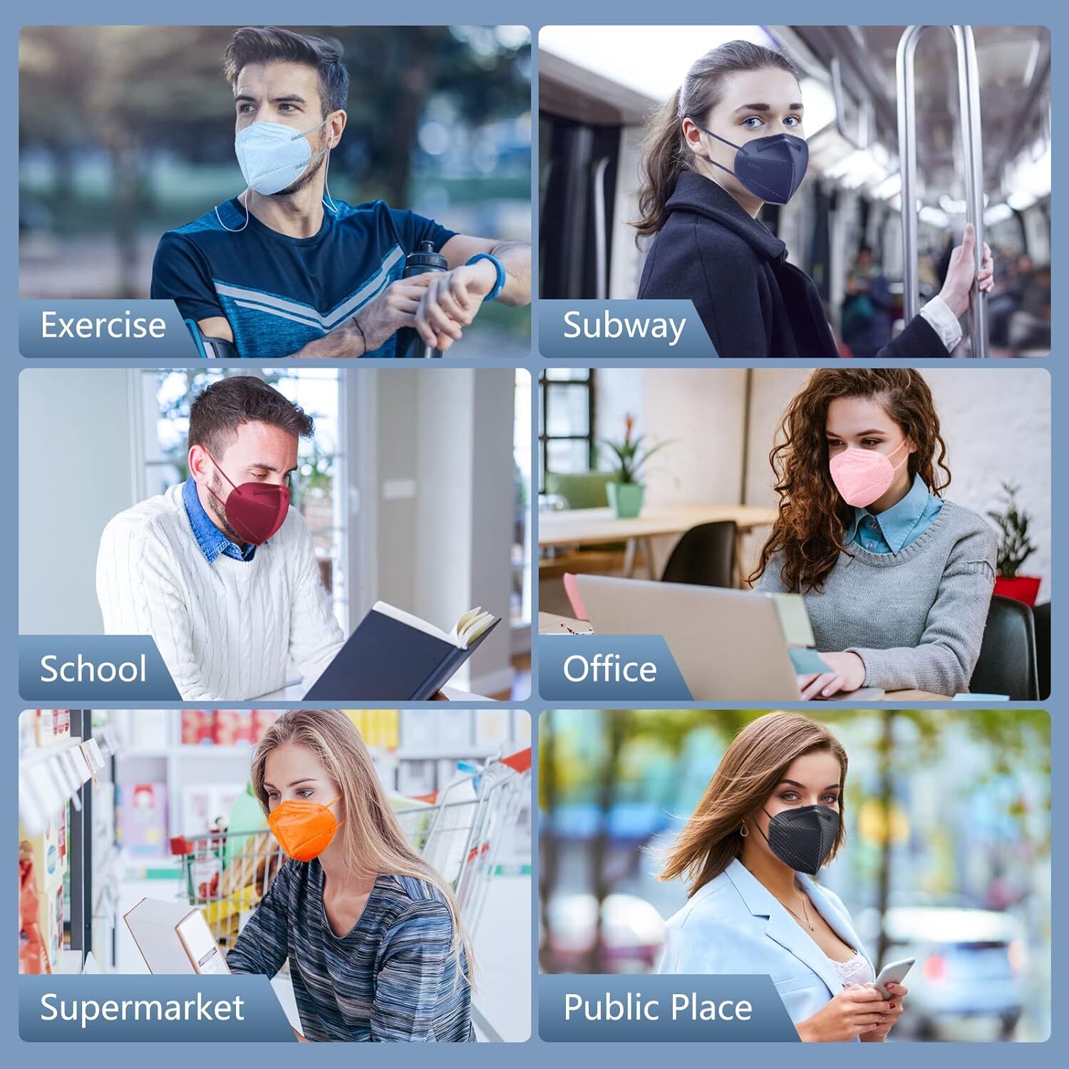 100 /50 /10 Pcs Black Face Mask 5 Layer Mouth & Nose Cover Protector Respirator