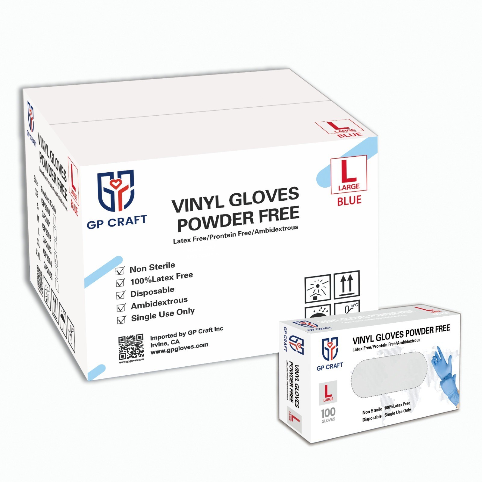 Disposable Blue Vinyl Gloves Latex-Free Powder-Free 1000 Count