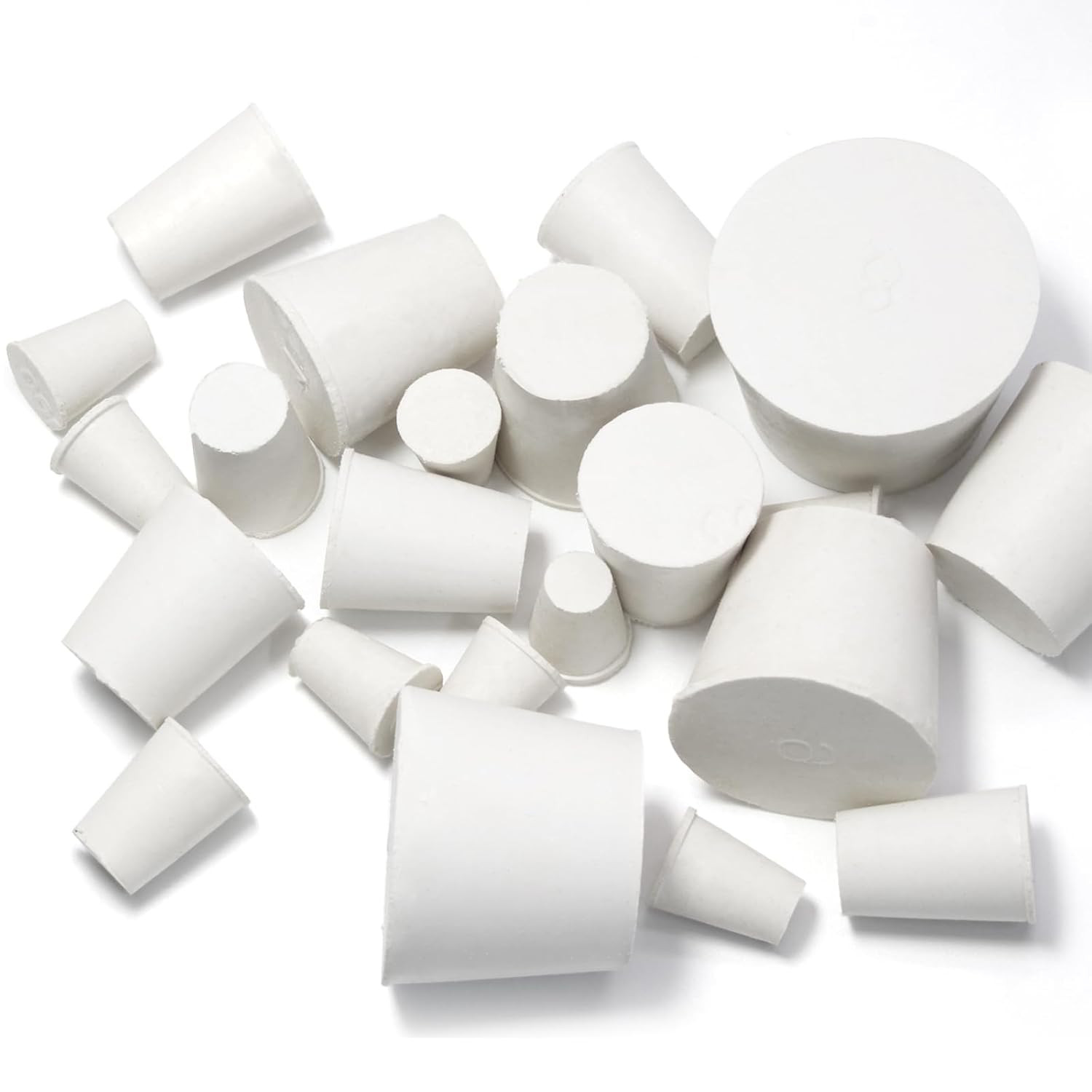 10 Pack Solid Rubber Stoppers – 3# Tapered Shaped Lab Bungs Plug – White Lab Plu