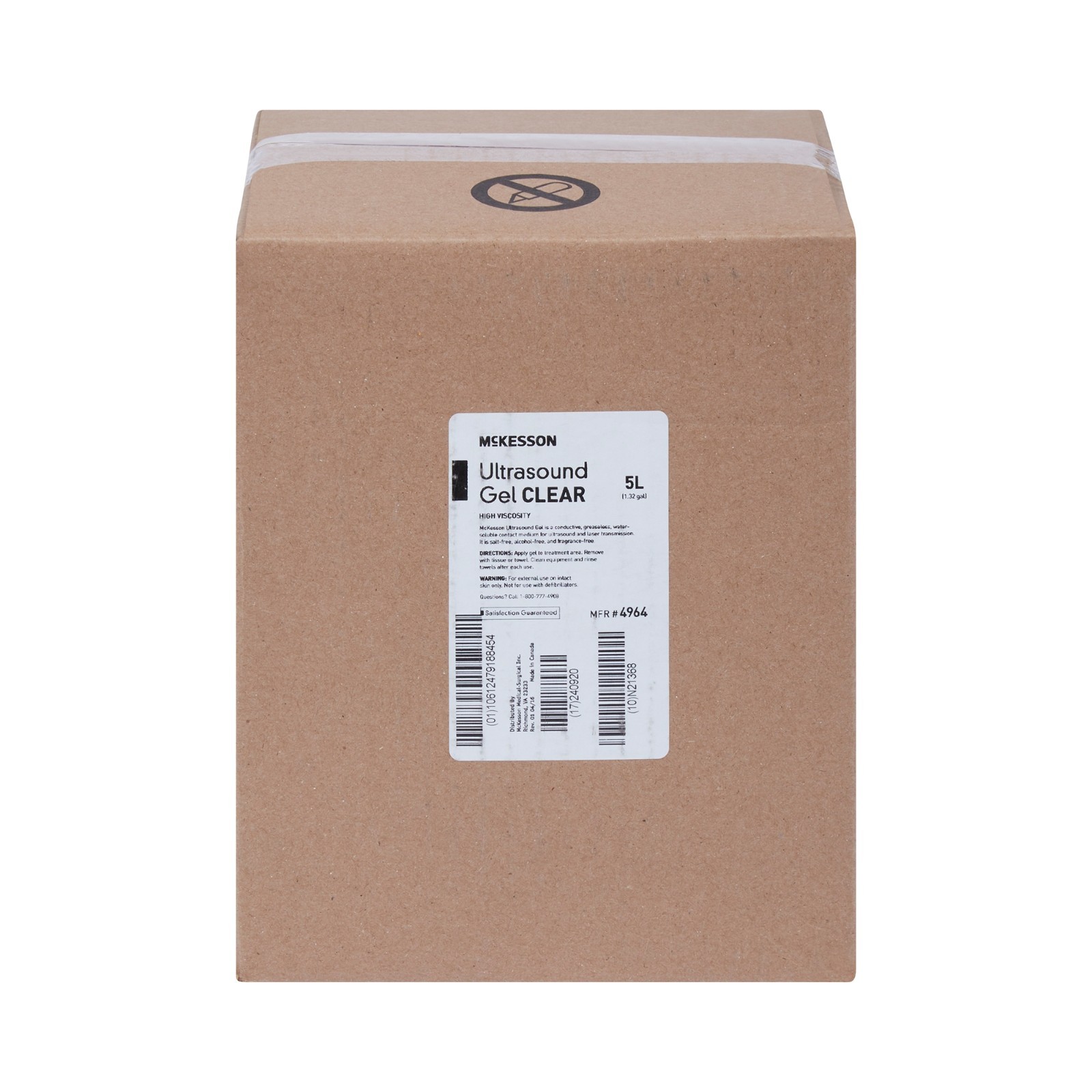 McKesson Ultrasound Gel, 5 Liter, Clear, Laser Transmission Cubitainer, 4964