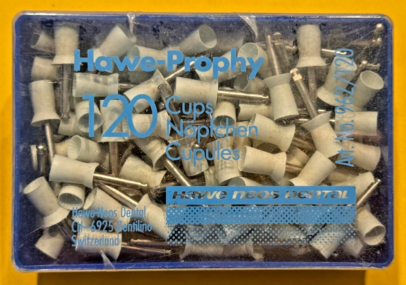HAWE PROPHY CUPS HARD RA. 120 units. A KERR Company. Swiss made