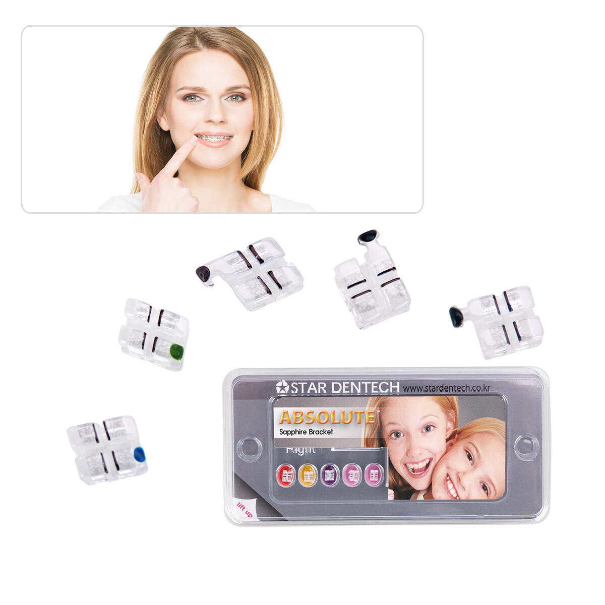 Dental Orthodontic Sapphire Ceramic Brackets Braces Mini Roth.022 Hooks 345 USA