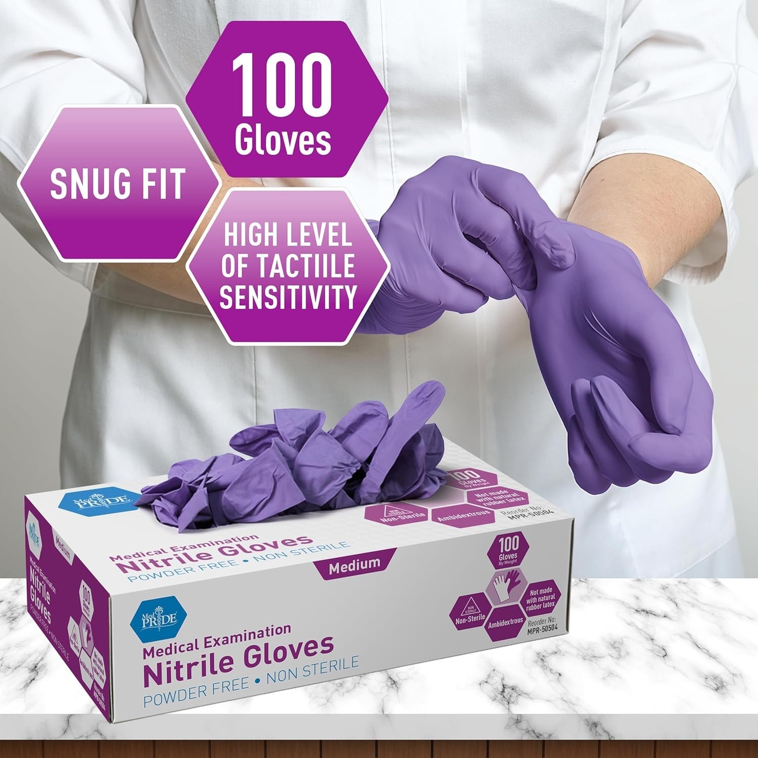 Comfortable Medium Nitrile Exam Gloves in Iris Blue – Box of 100 for All Needs